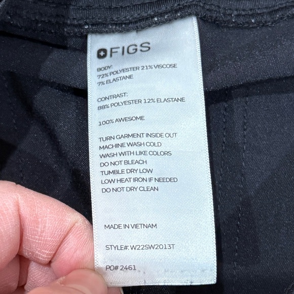 Figs Women Yola High Waisted Skinny Scrub Pants Medium M Tall Black Nurse Tech - Picture 5 of 6